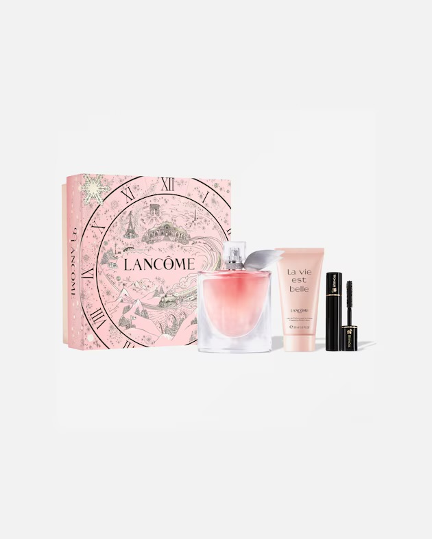 Coffret La Vie Est Belle Lancôme avec parfum, lait corporel et mascara
